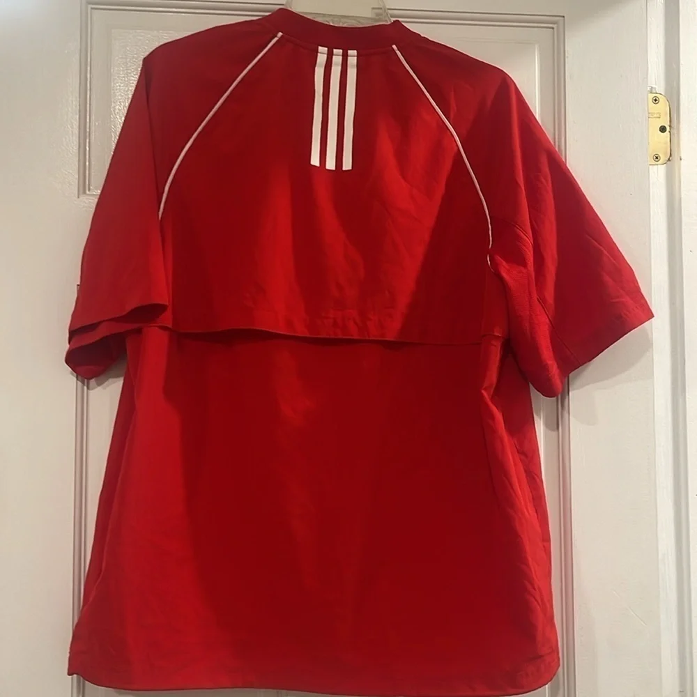 Adidas red and white dry fit shirt